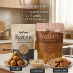 Two YouGrow branded packages on a kitchen counter with recipes displayed.