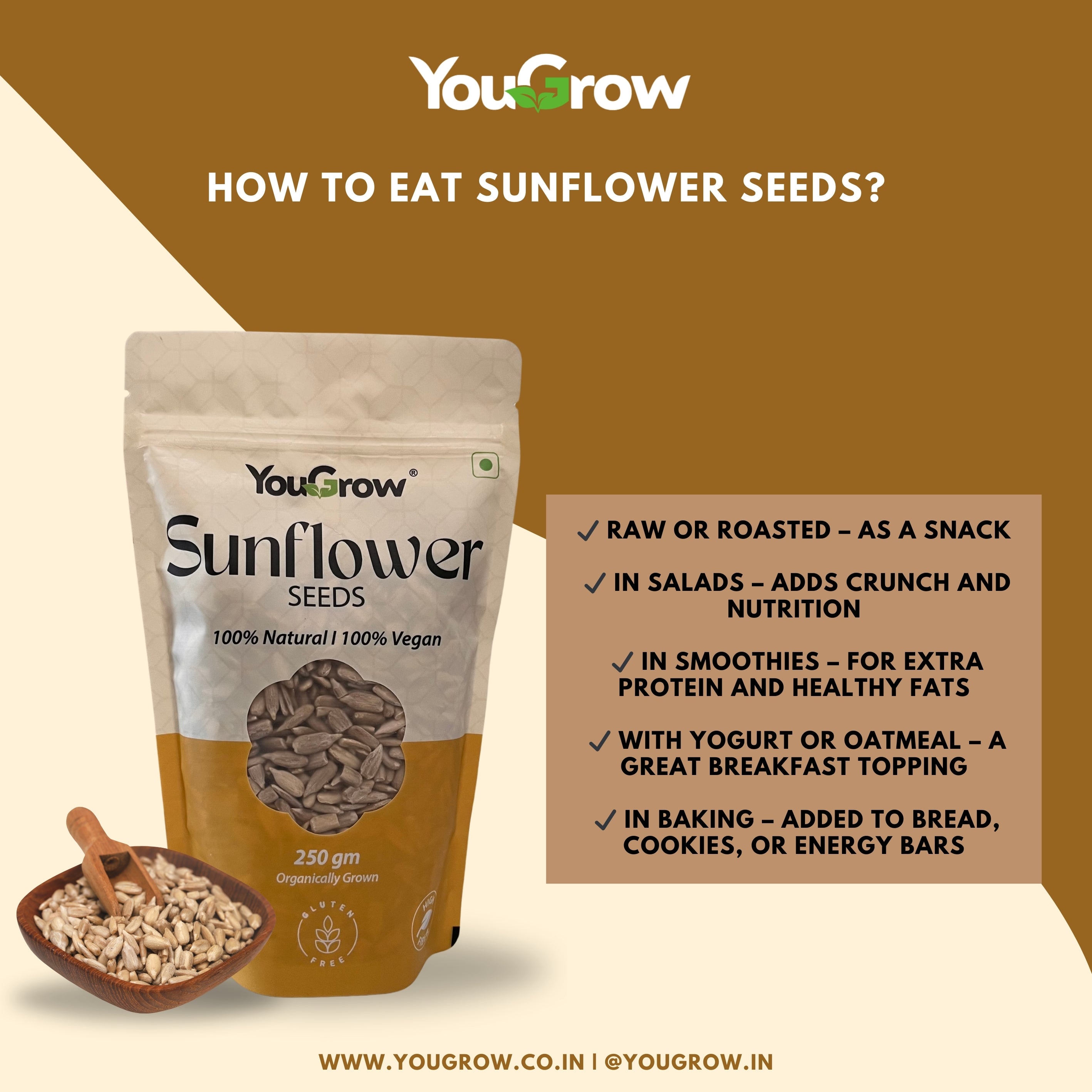 Raw Sunflower (Surajmukhi) Seeds 250gm | Source of Antioxidants